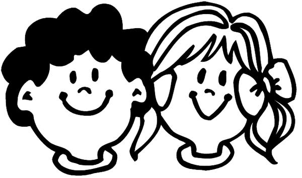 Boy and girl heads vinyl sticker. Customize on line.      Children 020-0211  